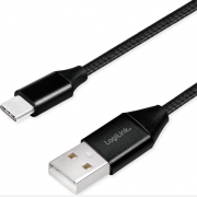 LogiLink Braided USB 2.0 CableCU0140 1m USB-C male - USB-A male   Μαύρο