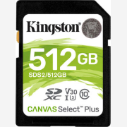 Kingston Canvas Select Plus SDXC 512GB Class 10 U3 V30 UHS-I