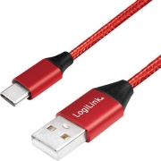 LogiLink Braided USB 2.0 Cable USB-C male - USB-A male Κόκκινο 0.3m CU0147