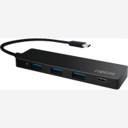 LogiLink Ultra-Slim 4-Port Hub, USB 3.2 Gen 1x1 USB-C, Black UA0311