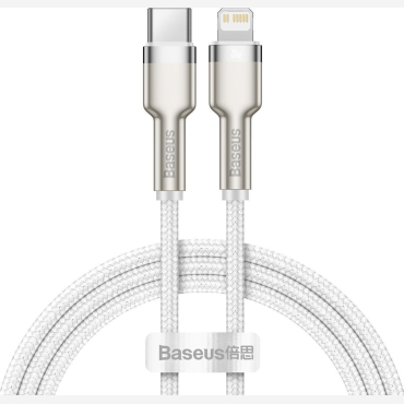 Baseus Cafule Braided USB-C male Lightning Λευκό 1m CATLJK-A02